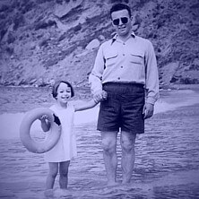 Alba Zolezzi con papà Tino
(foto di nonno Gigi Biancone, 1954)